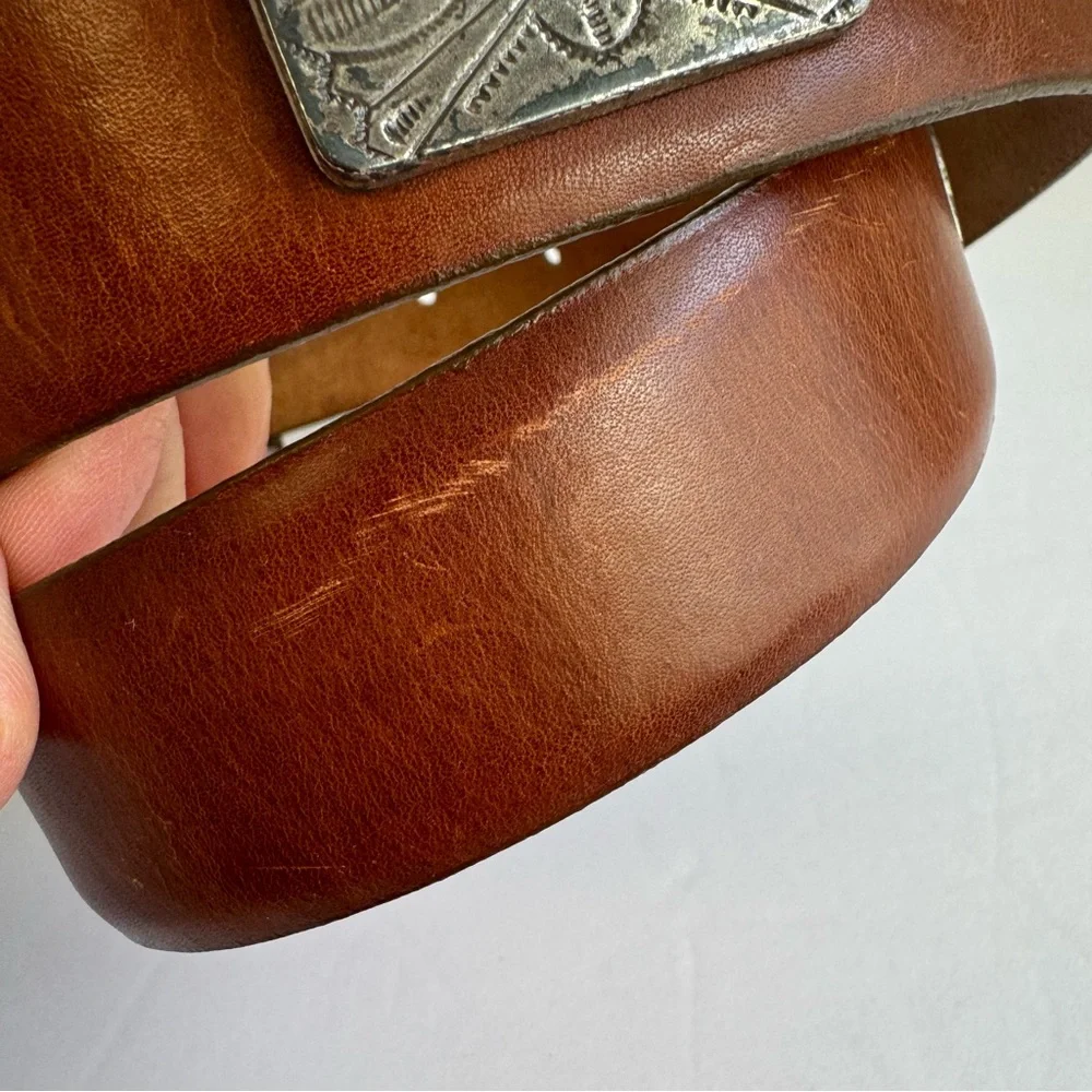 Vintage Y2K Brown Leather Belt‎ Western Boho Womens Large The Ritz Collection